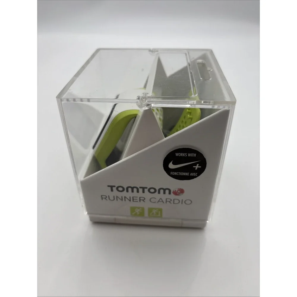 TomTom Runner Cardio GPS Watch Wrist-Based Heart Rate Running Watch Green/white